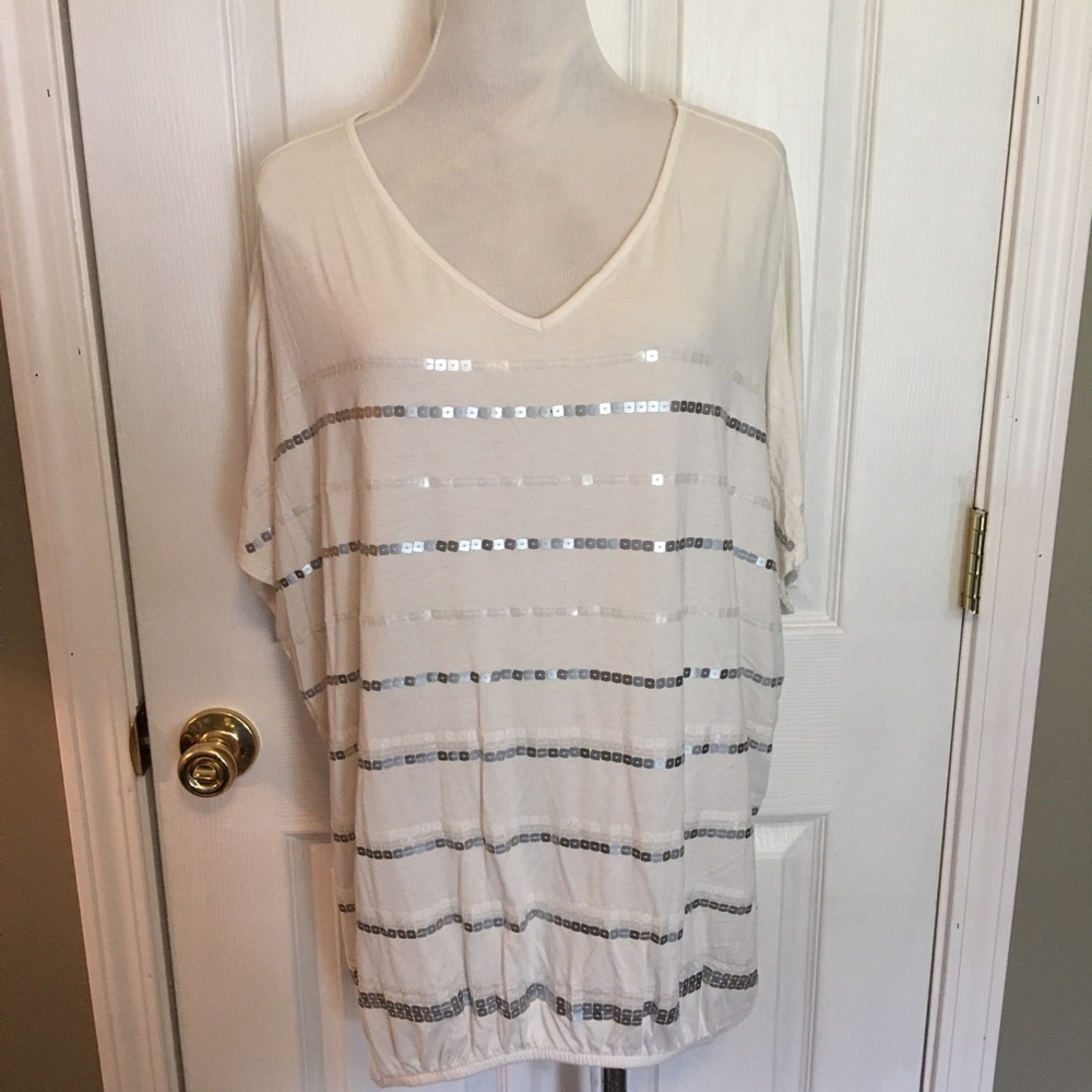 WOMEN'S LANE BRYANT PULLON V-NECK TOP SZ 14-16